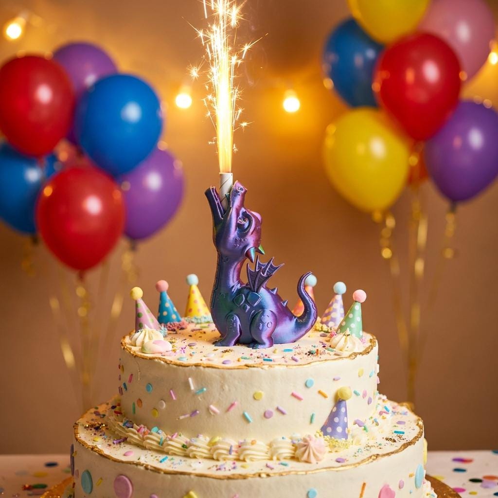 Personalised cake toppers with a built-in sparkler holder